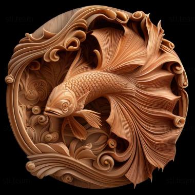 3D model Round  tailed fighting fish fish (STL)